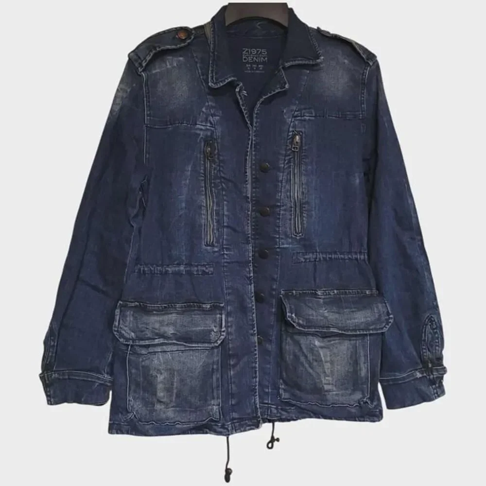 Zara Denim Jacket Medium Grunge Style Many Pockets Asjustable